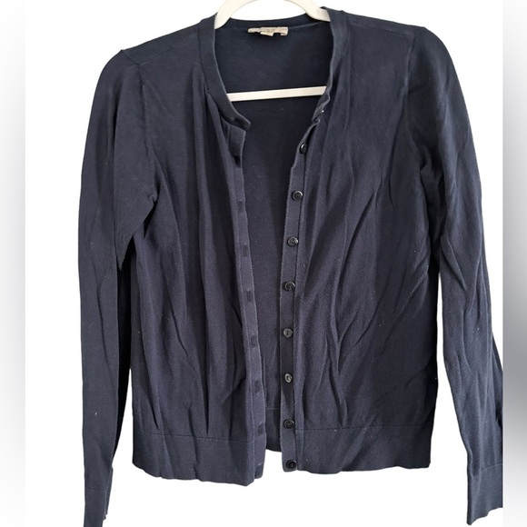 LOFT Women's Preowned Navy Blue Size Med Button Up Lightweight Cardigan Sweater - Picture 7 of 10